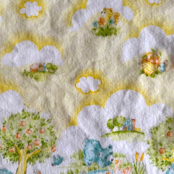 Vintage Dundee Baby Receiving Blankets Yellow Set of Three Bear Rabbit Forest - Picture 2 of 11